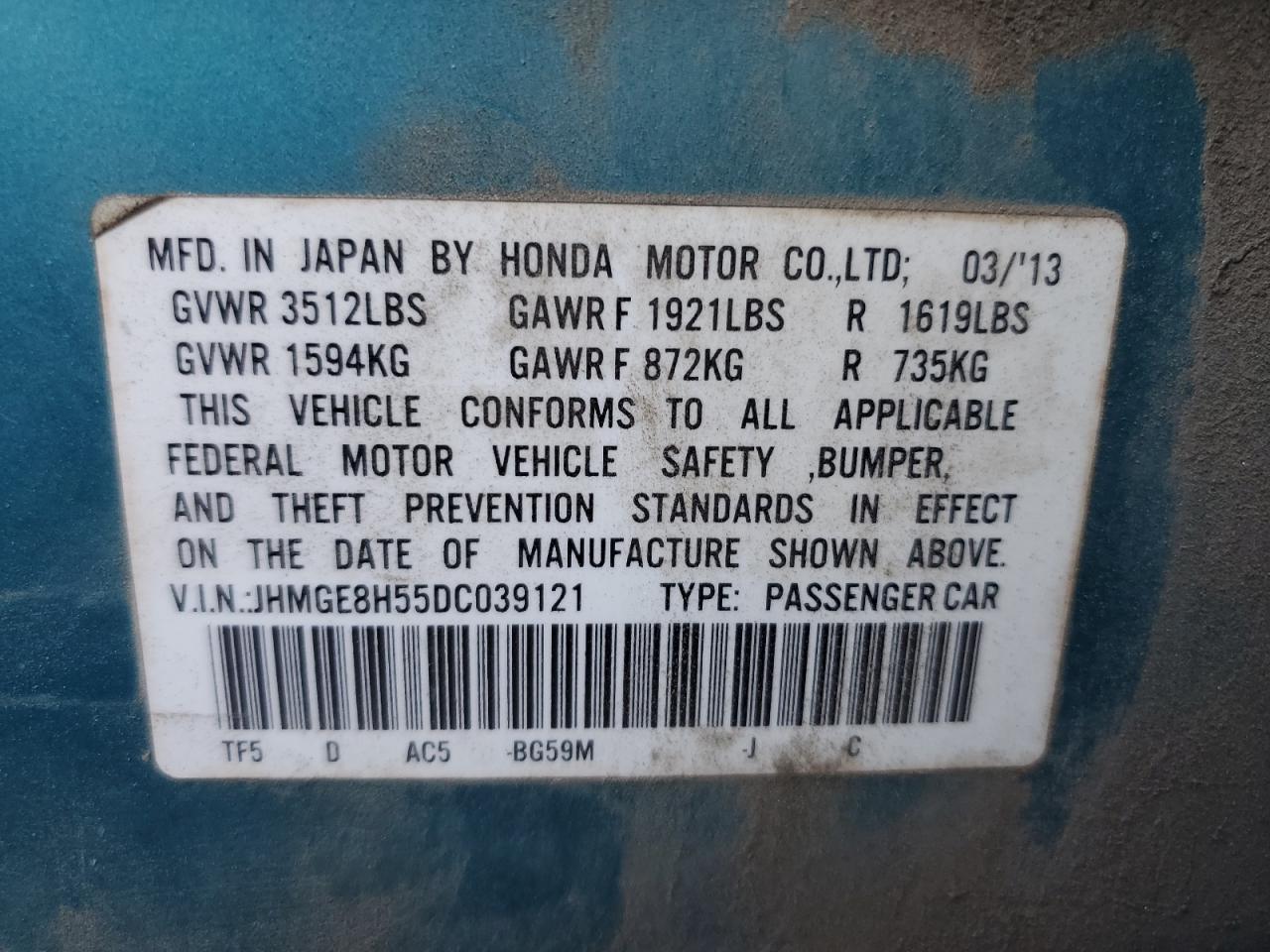 2013 HONDA FIT
