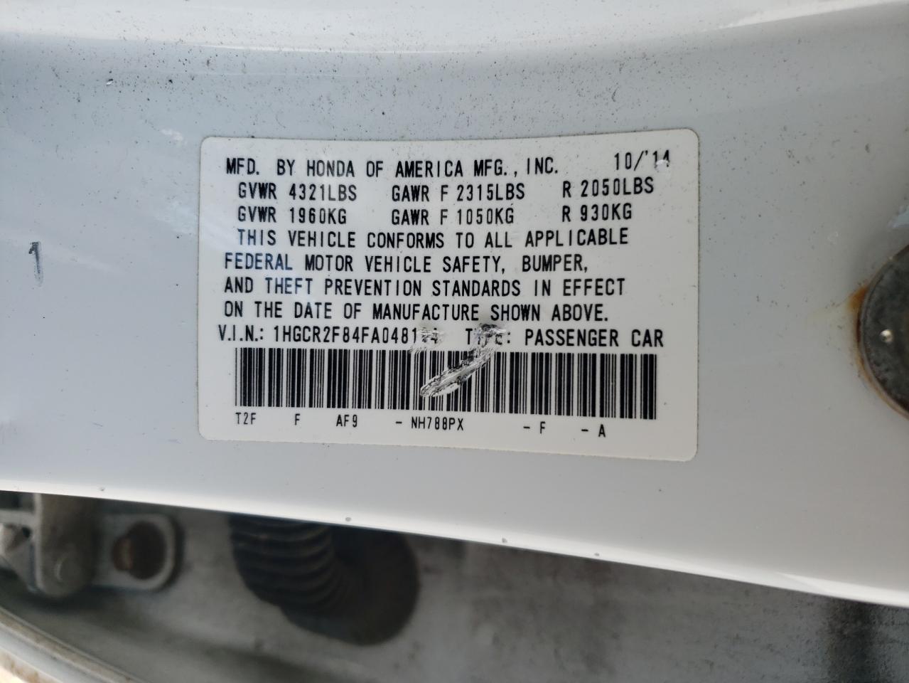 2015 HONDA ACCORD