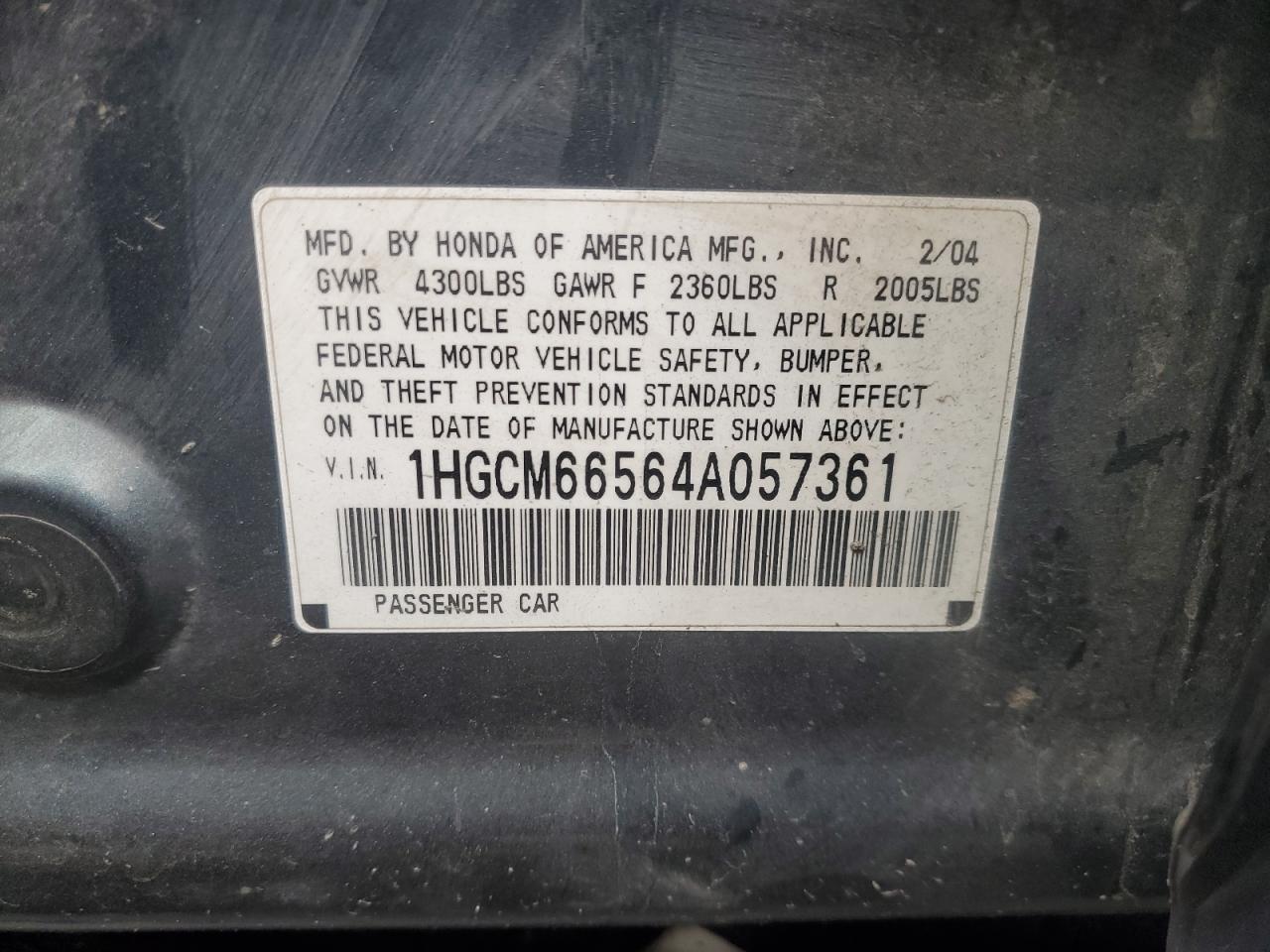 2004 HONDA ACCORD