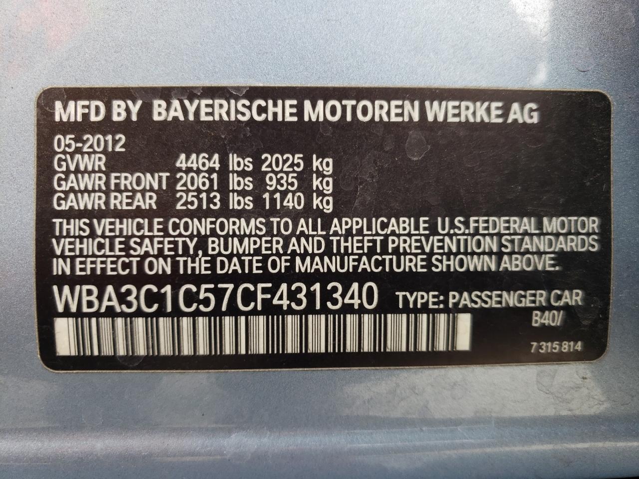 2012 BMW 3 SERIES