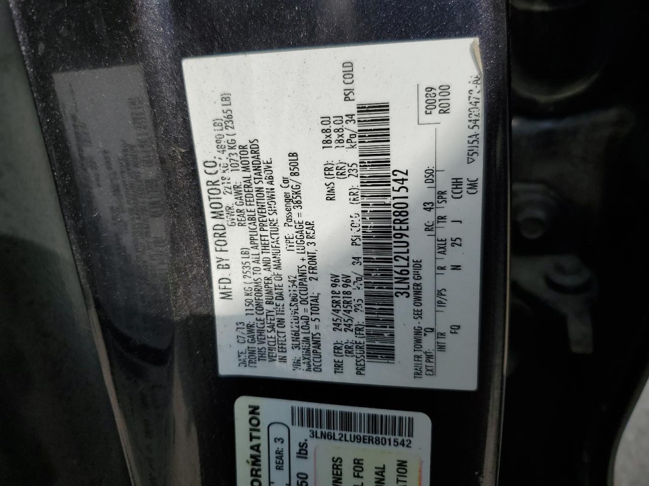 2014 LINCOLN MKZ