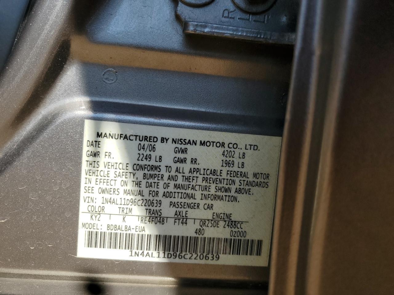 2006 NISSAN ALTIMA