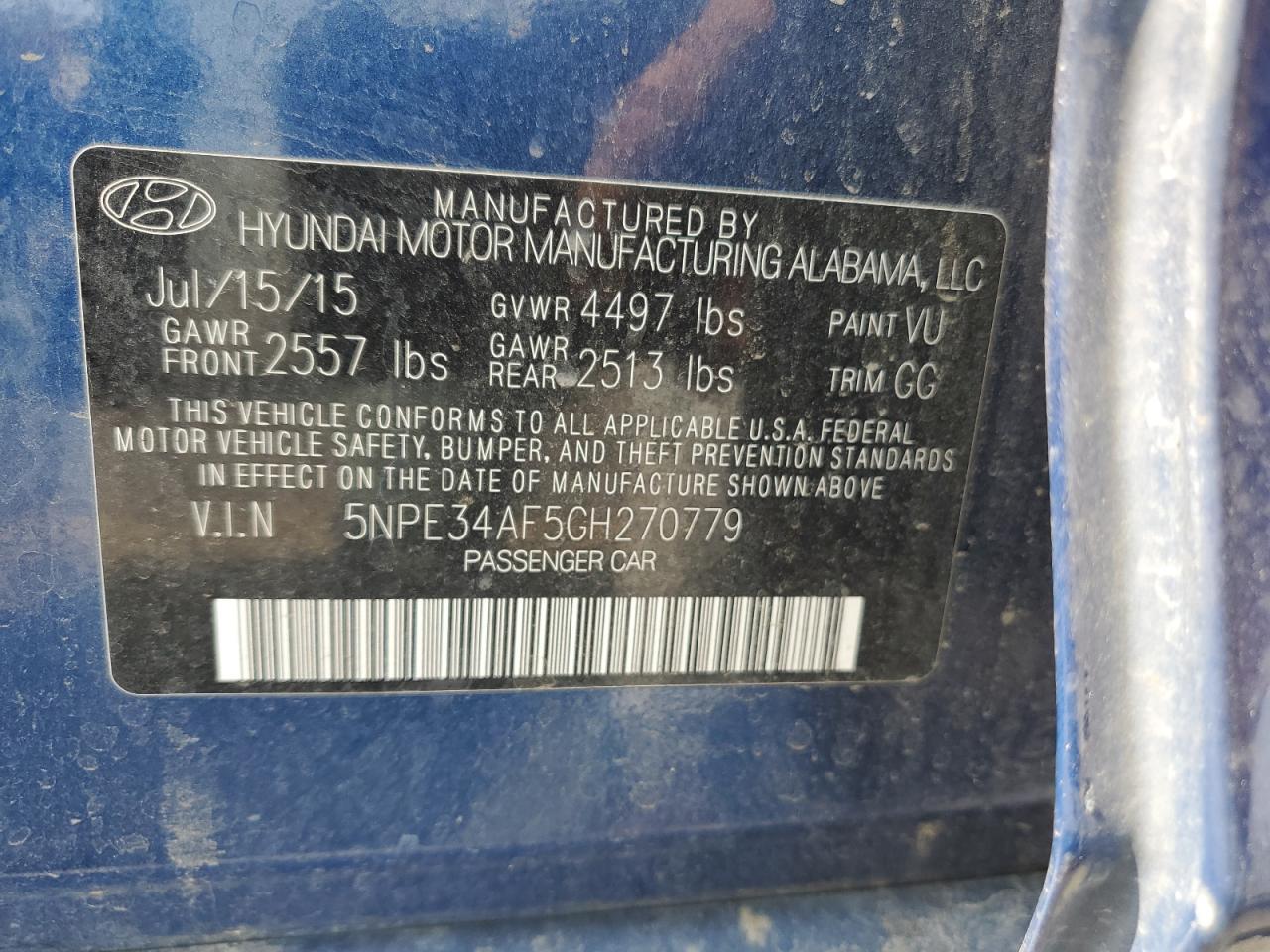 2016 HYUNDAI SONATA