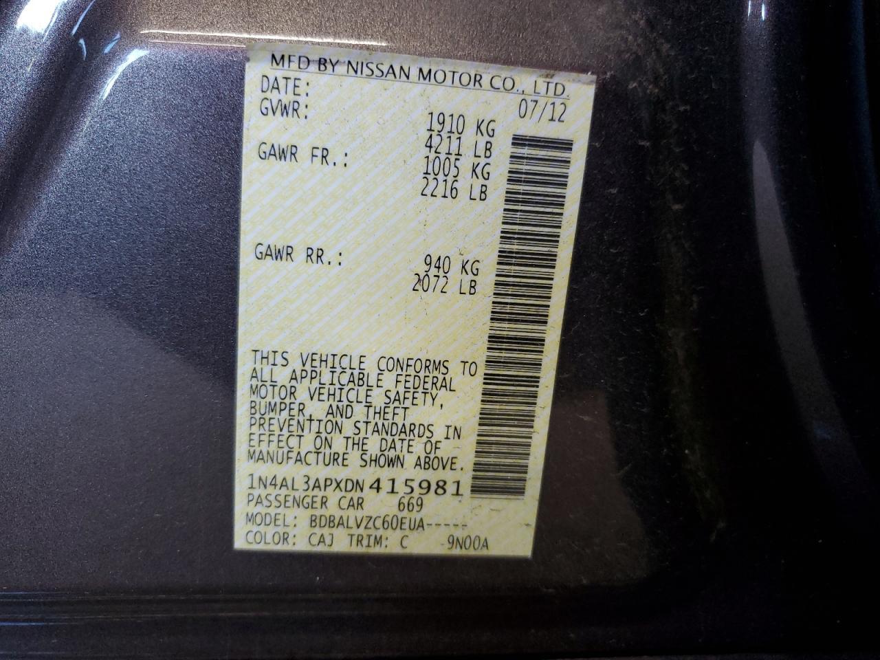 2013 NISSAN ALTIMA