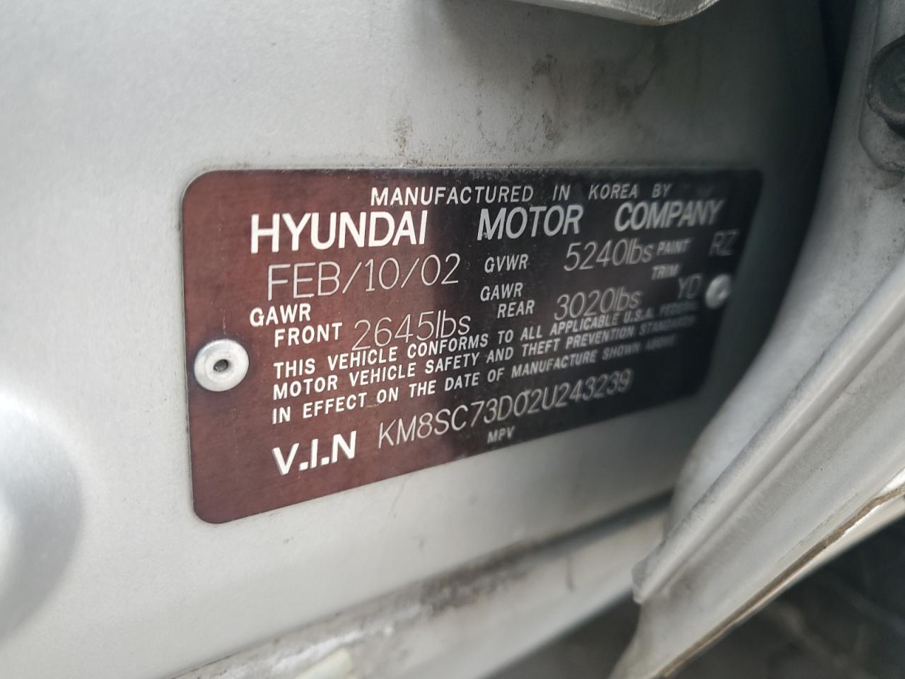 2002 HYUNDAI SANTA FE