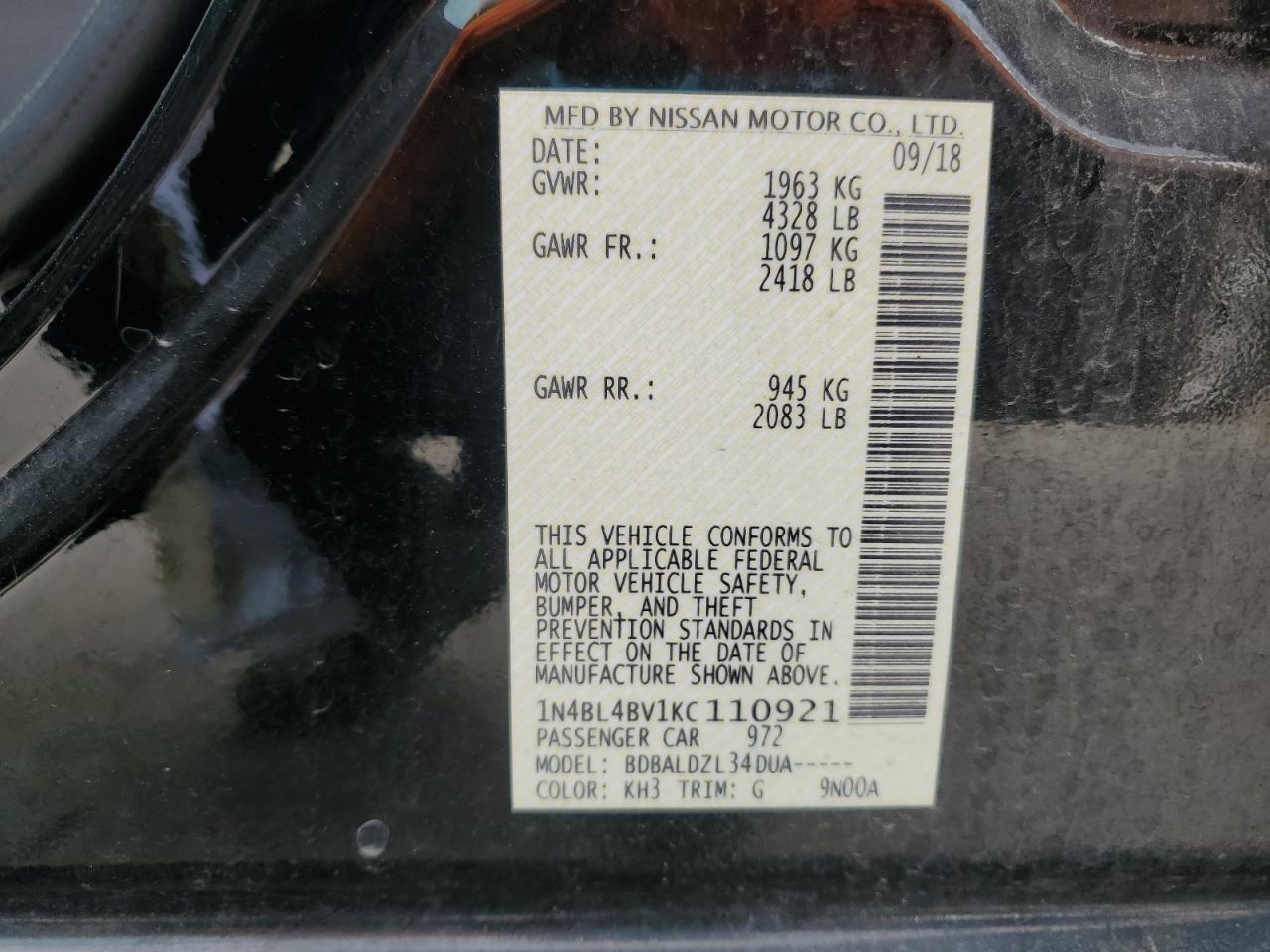 2019 NISSAN ALTIMA