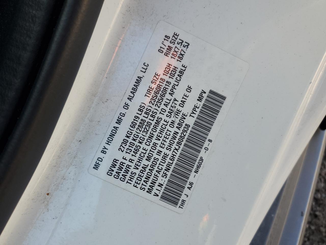 2018 HONDA ODYSSEY