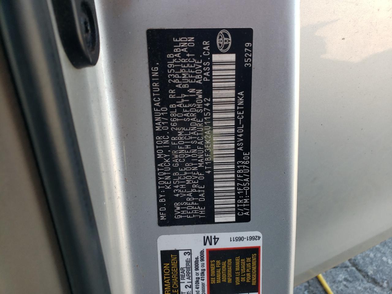 2010 TOYOTA CAMRY