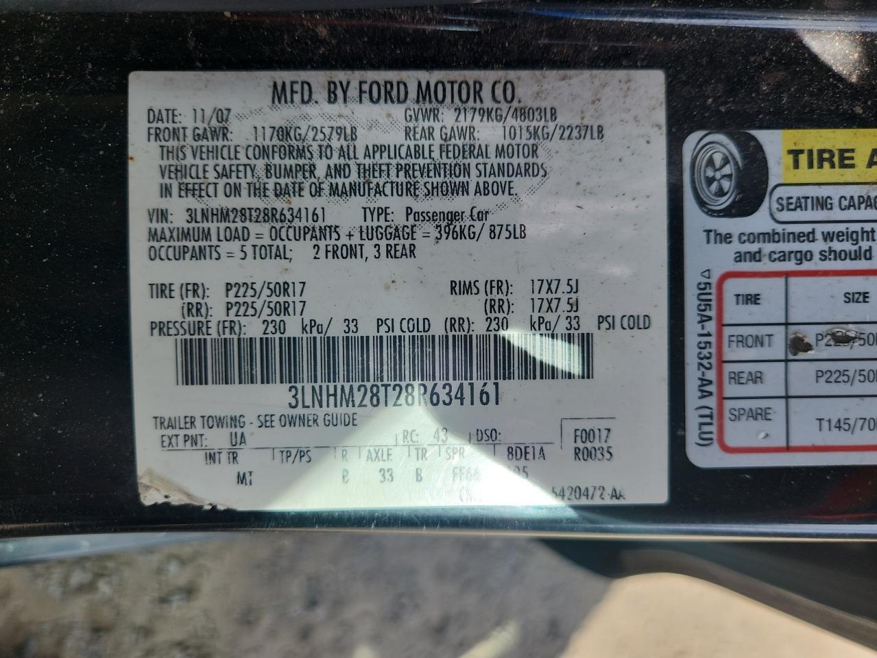 2008 LINCOLN MKZ