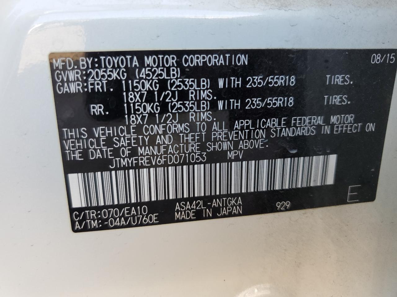 2015 TOYOTA RAV4