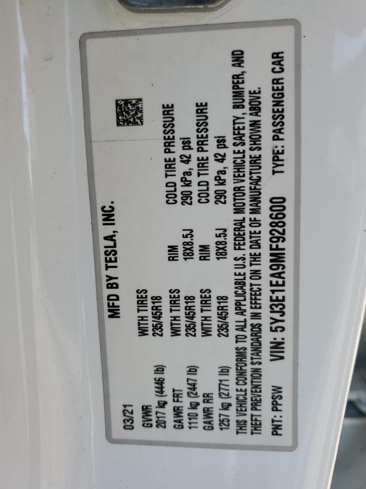 2021 TESLA MODEL 3