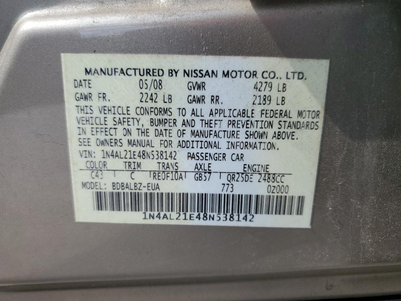 2008 NISSAN ALTIMA