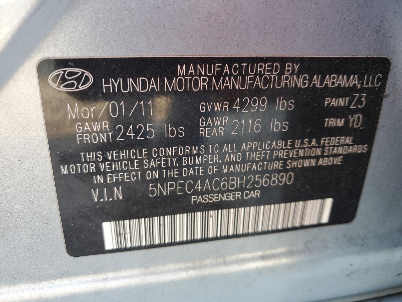 2011 HYUNDAI SONATA