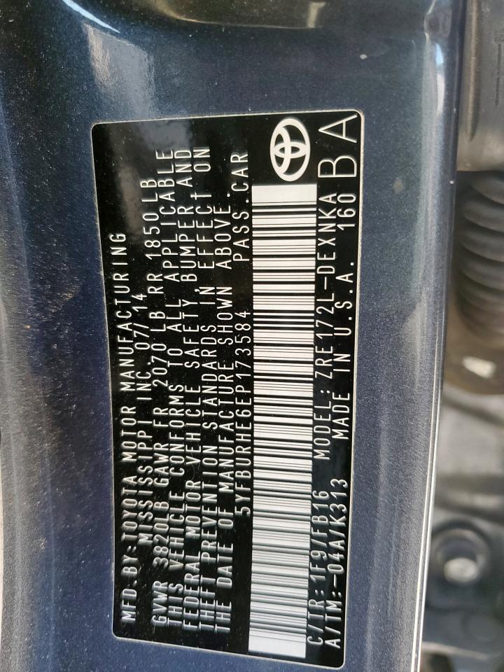 2014 TOYOTA COROLLA