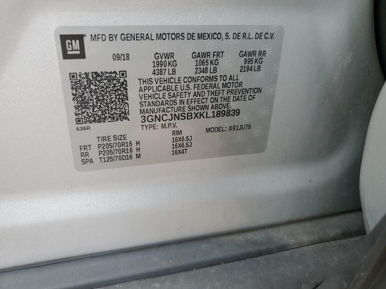 2019 CHEVROLET TRAX