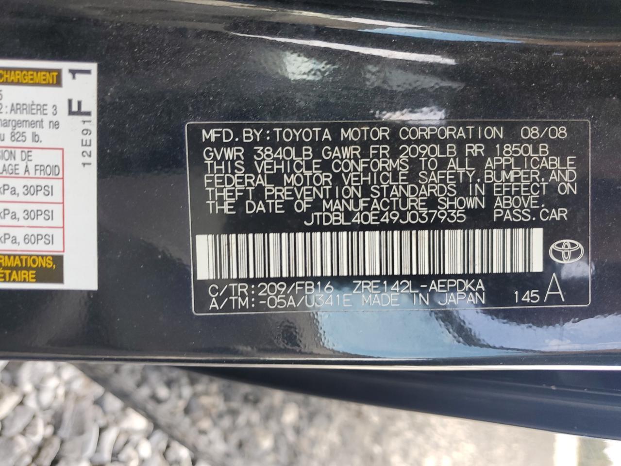 2009 TOYOTA COROLLA