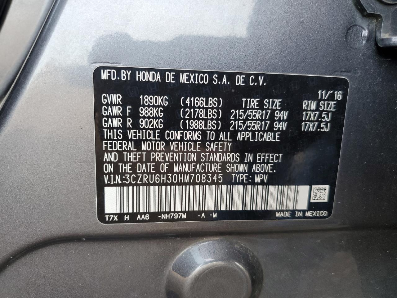 2017 HONDA HR-V