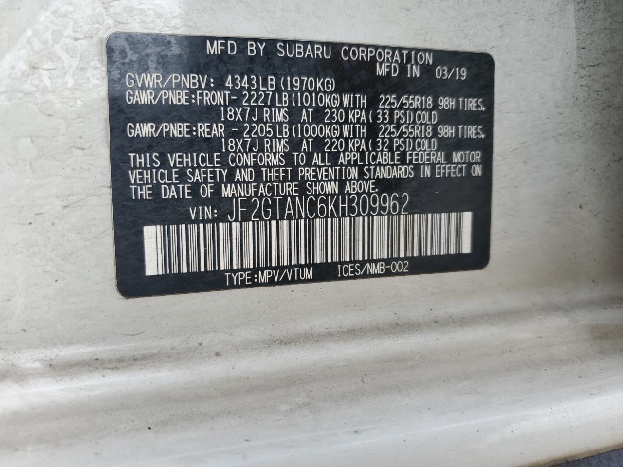 2019 SUBARU Crosstrek