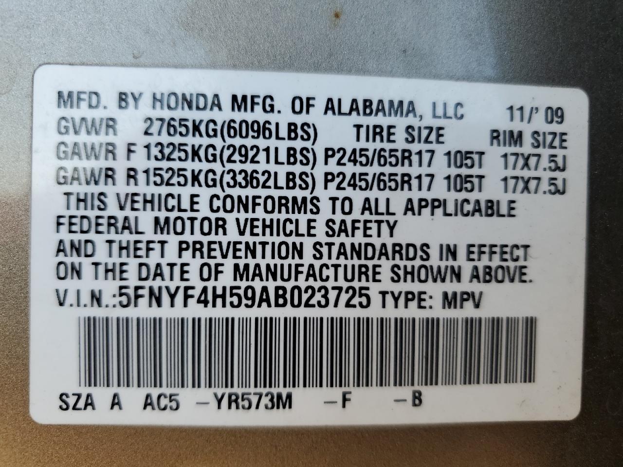 2010 HONDA PILOT