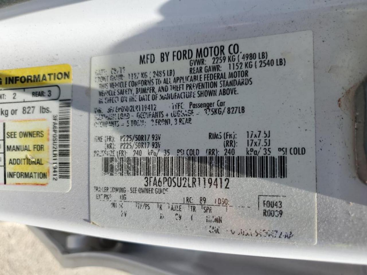 2020 FORD FUSION