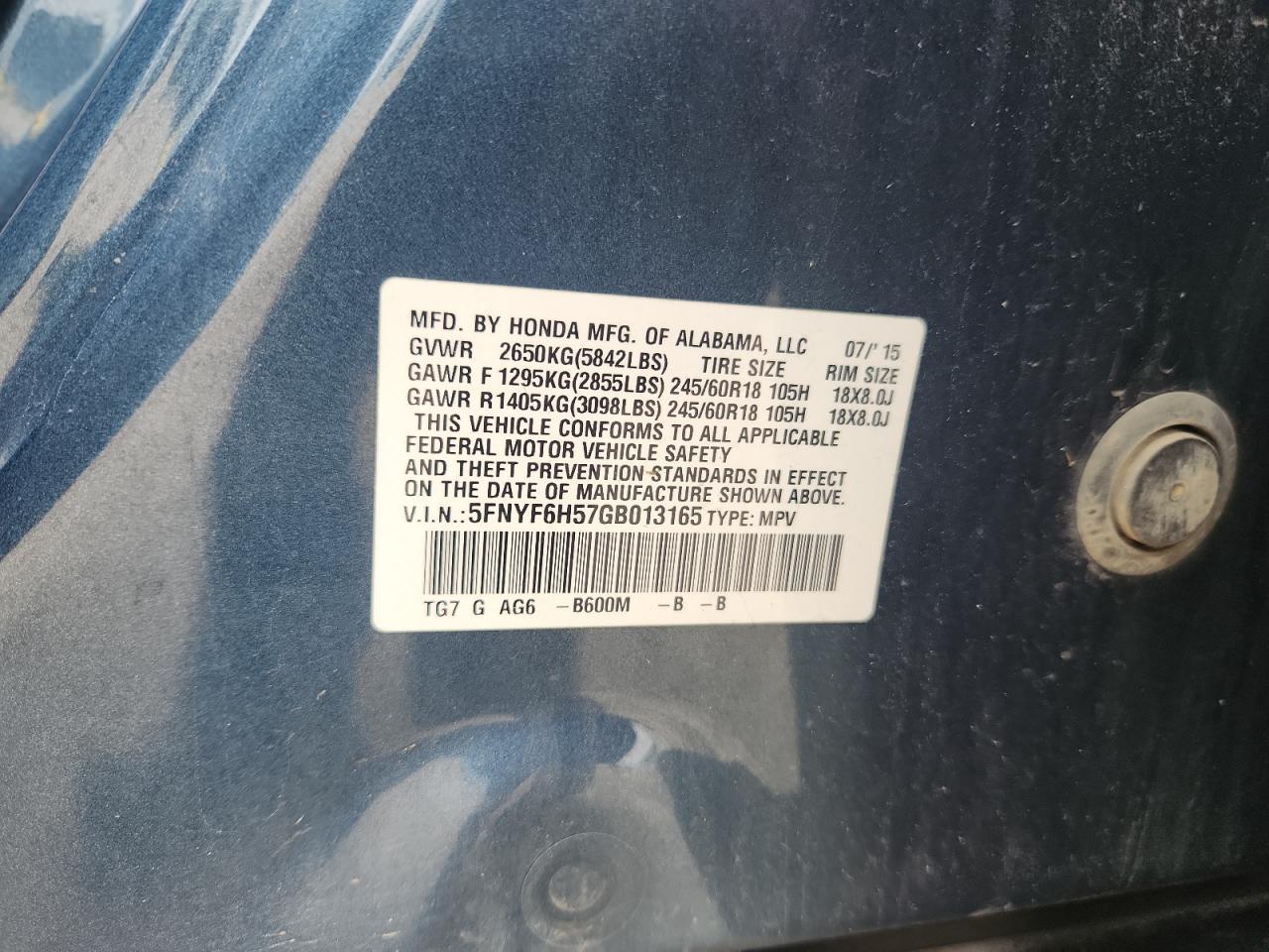 2016 HONDA PILOT