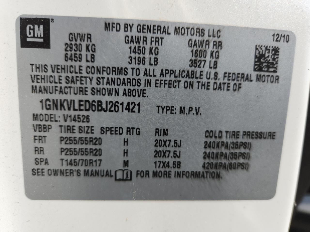 2011 CHEVROLET TRAVERSE