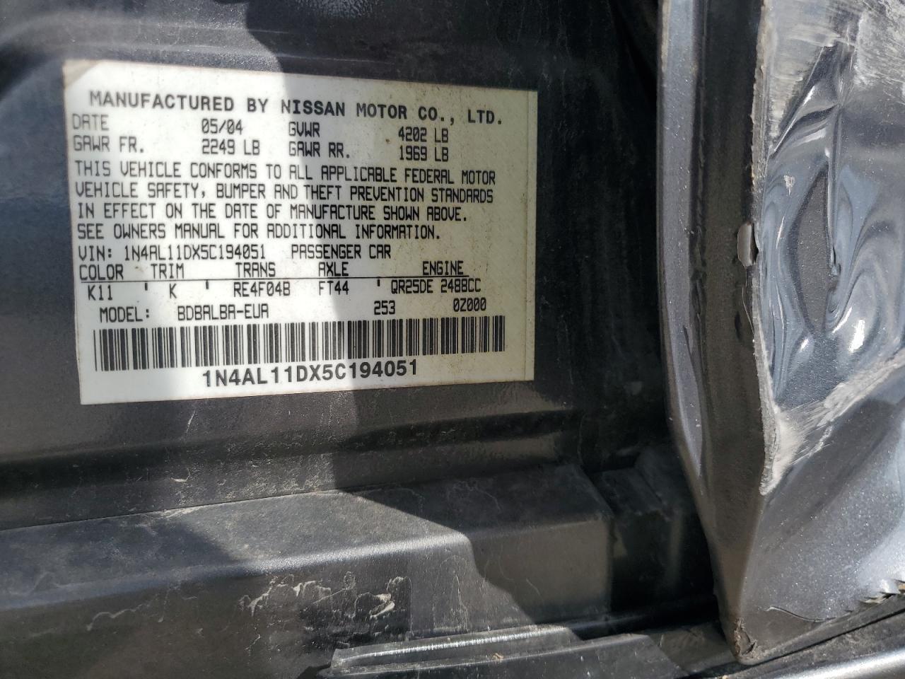 2005 NISSAN ALTIMA