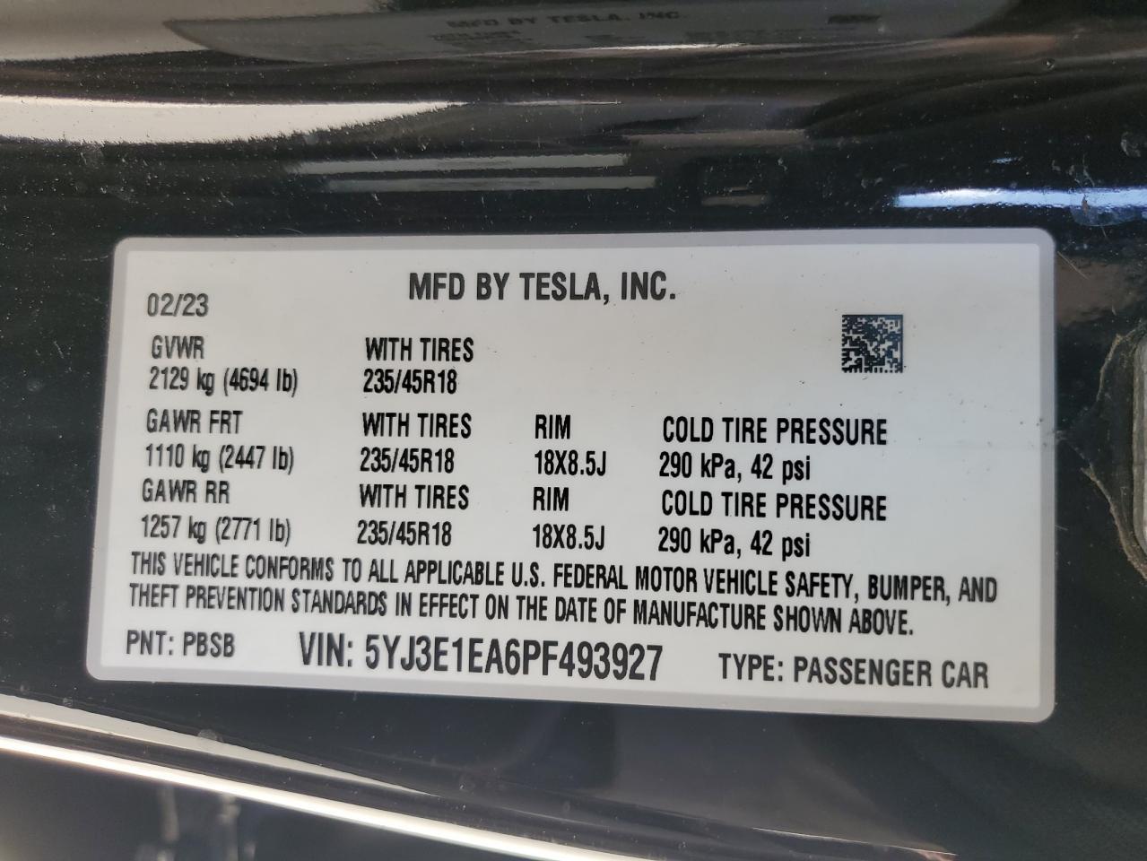 2023 TESLA MODEL 3