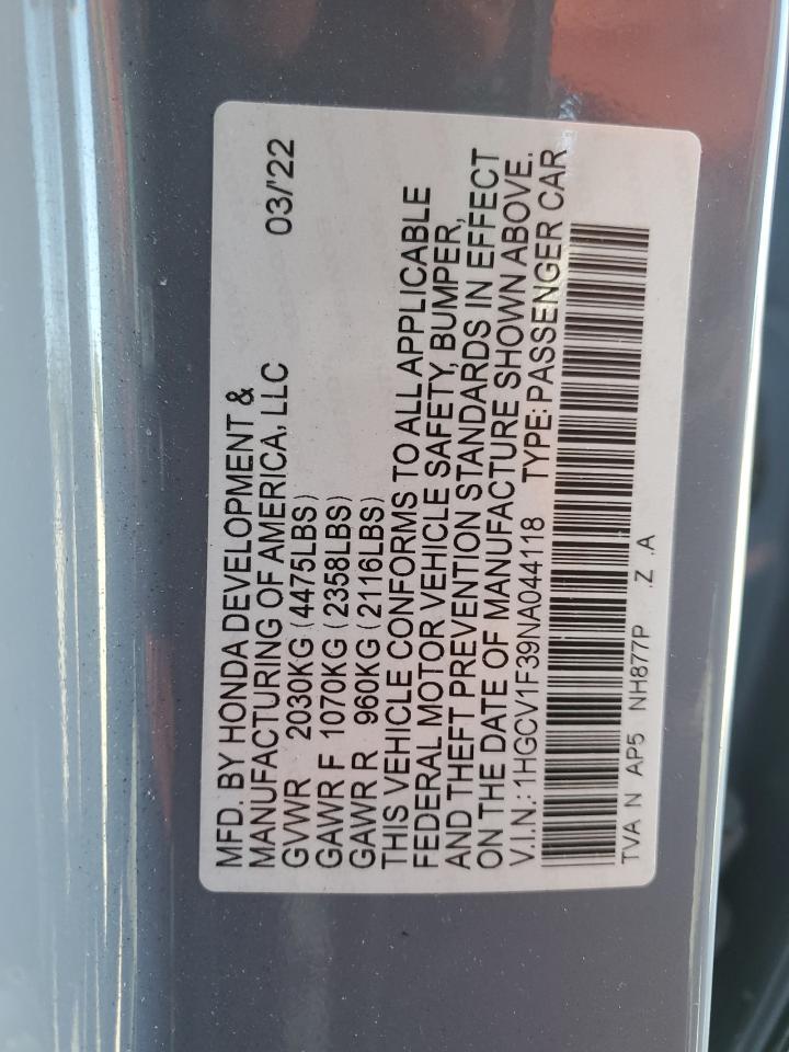 2022 HONDA ACCORD
