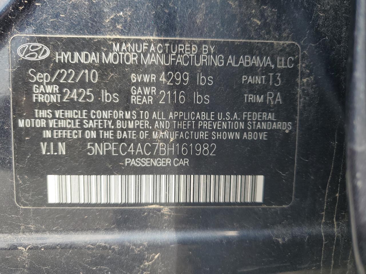 2011 HYUNDAI SONATA