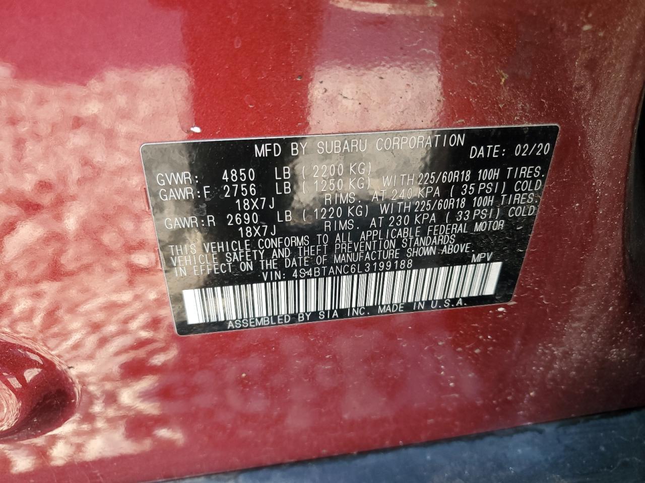 2020 SUBARU Outback