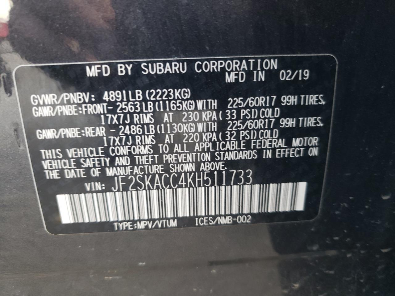 2019 SUBARU FORESTER