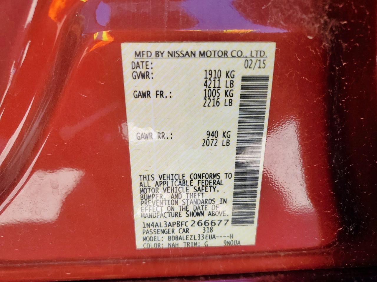 2015 NISSAN ALTIMA