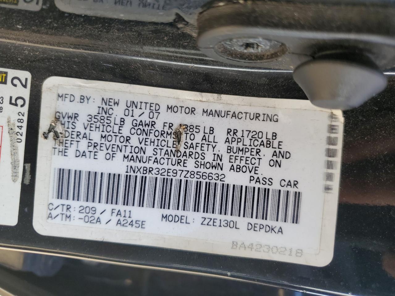 2007 TOYOTA COROLLA