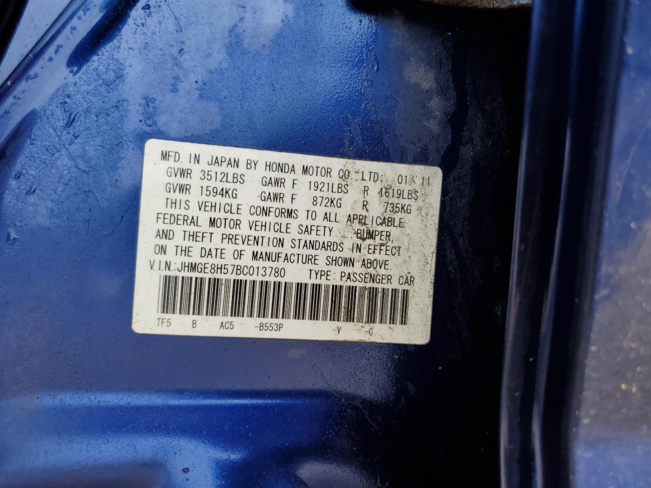 2011 HONDA FIT