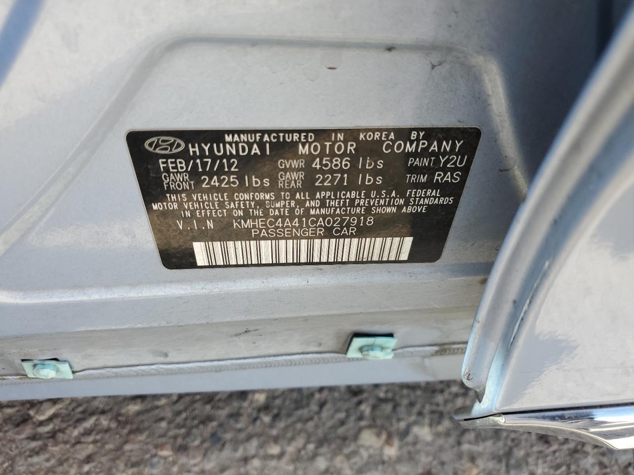 2012 HYUNDAI SONATA