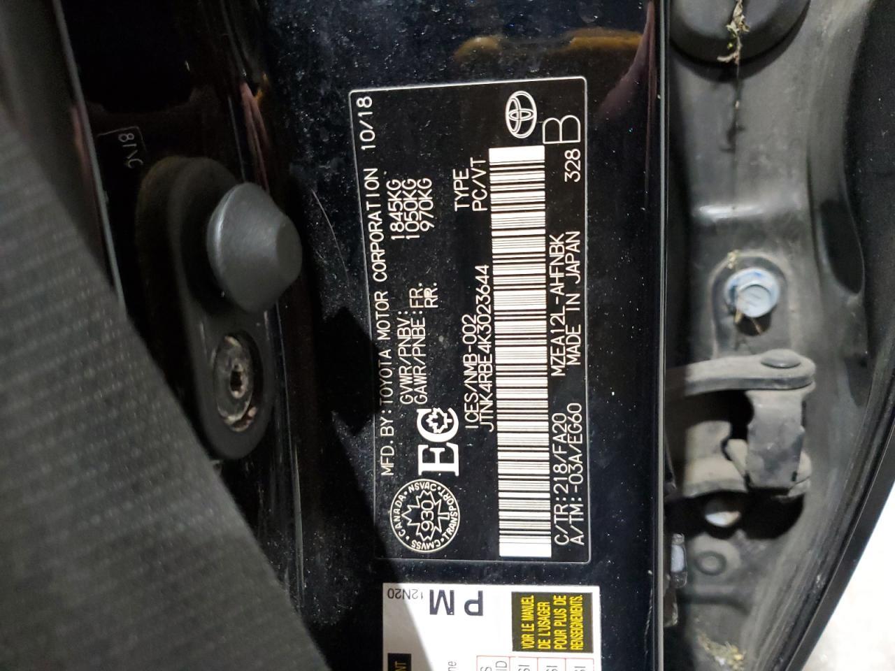 2019 TOYOTA COROLLA