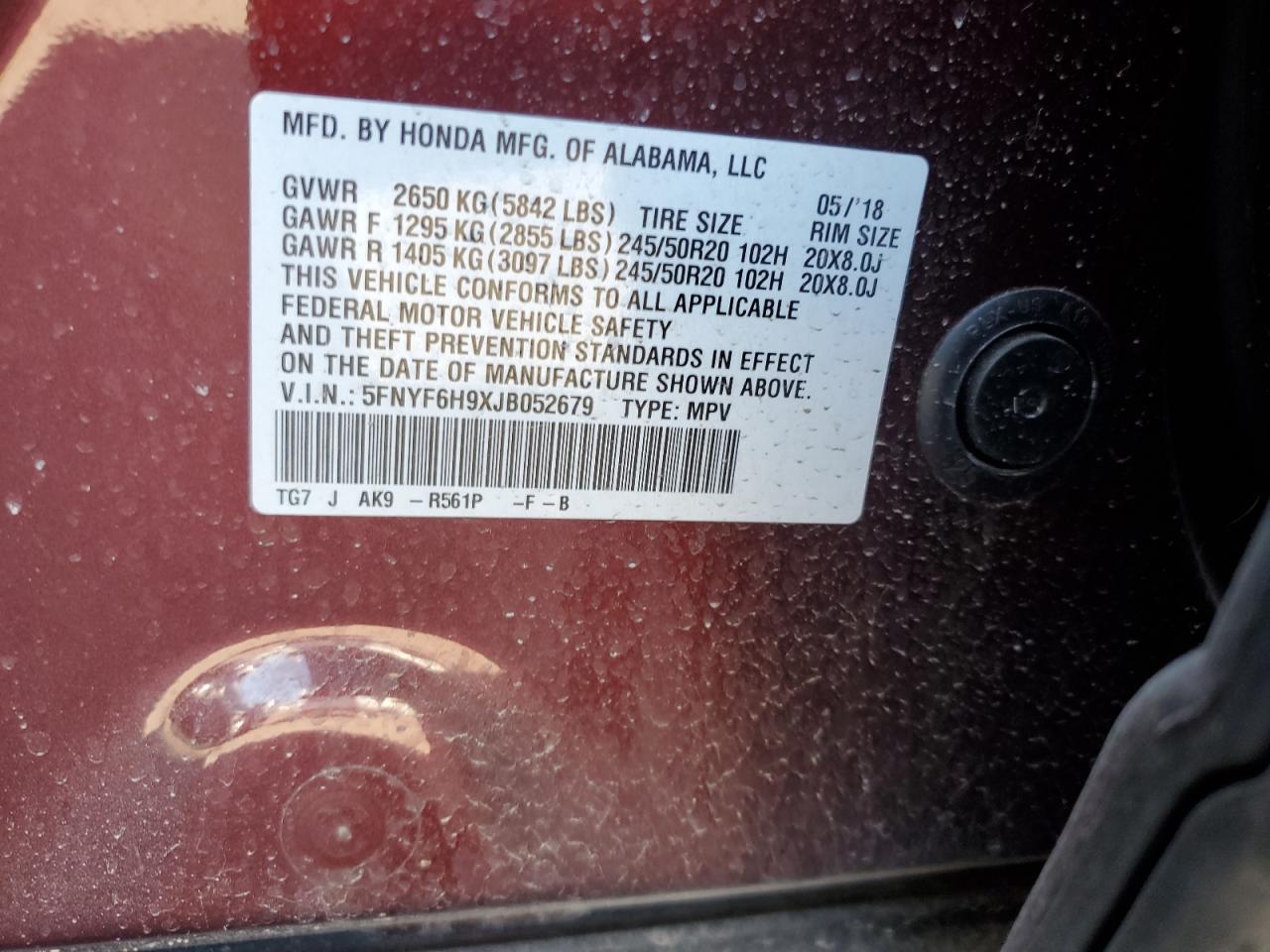 2018 HONDA PILOT