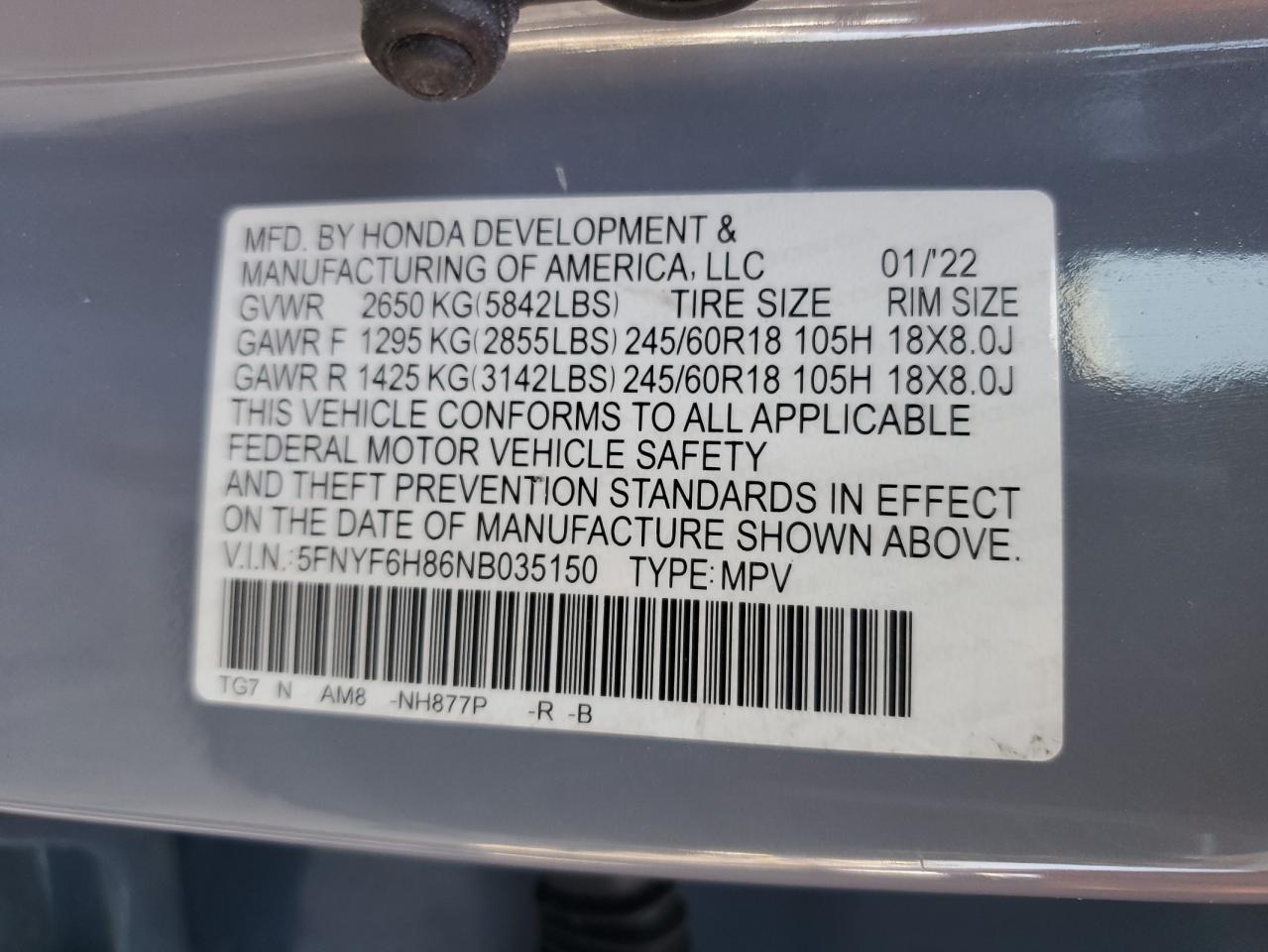2022 HONDA PILOT