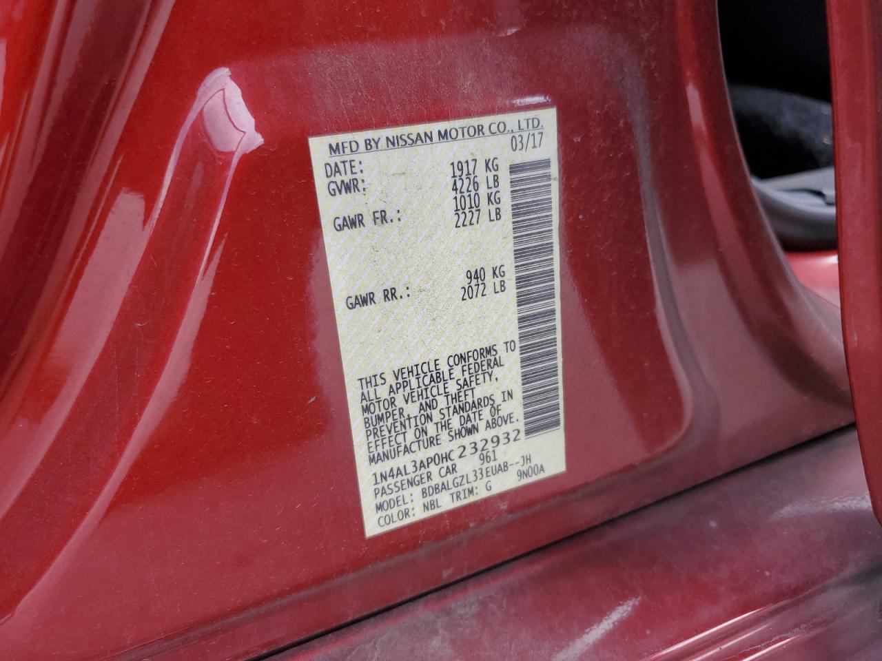 2017 NISSAN ALTIMA