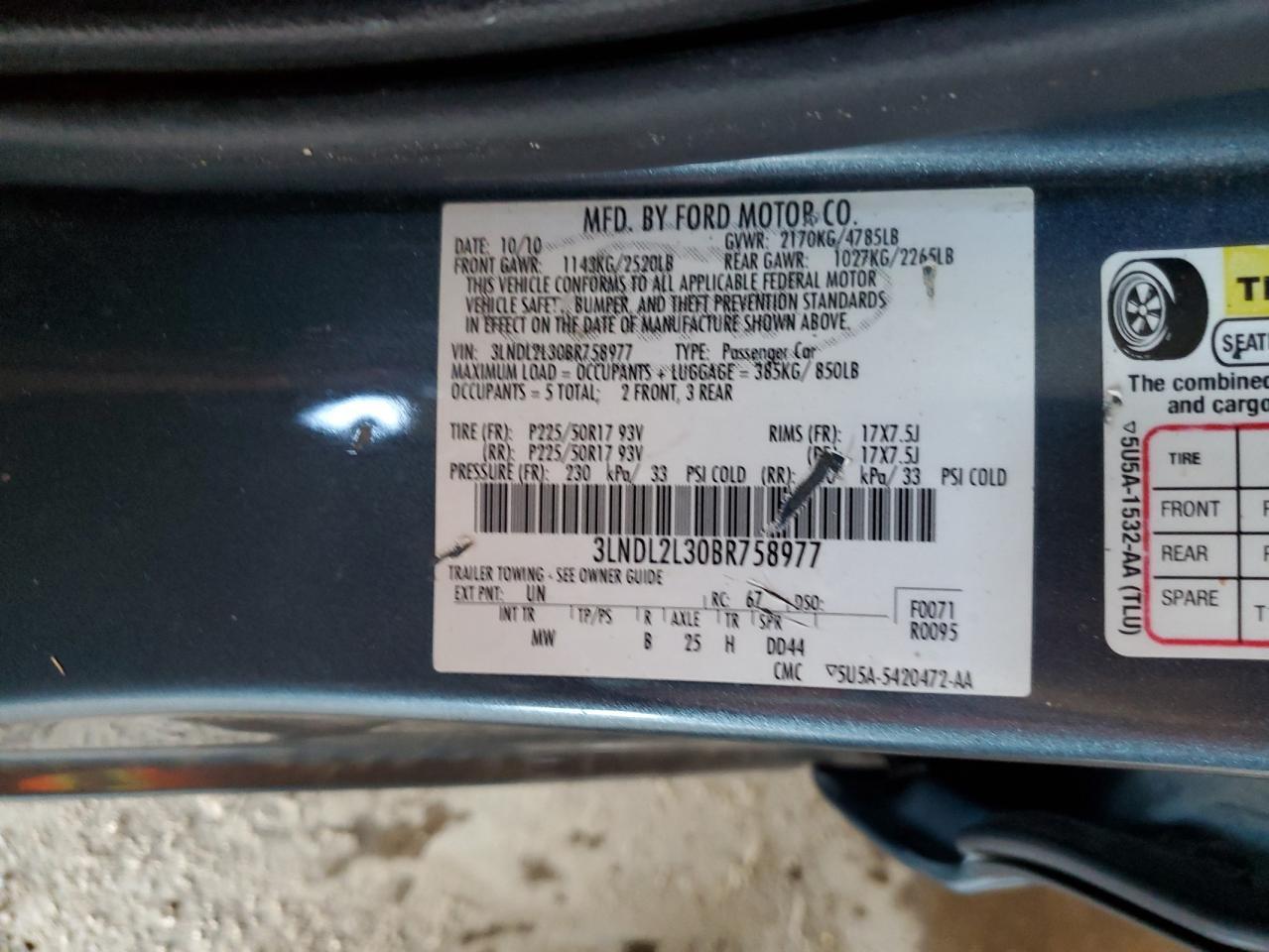 2011 LINCOLN MKZ
