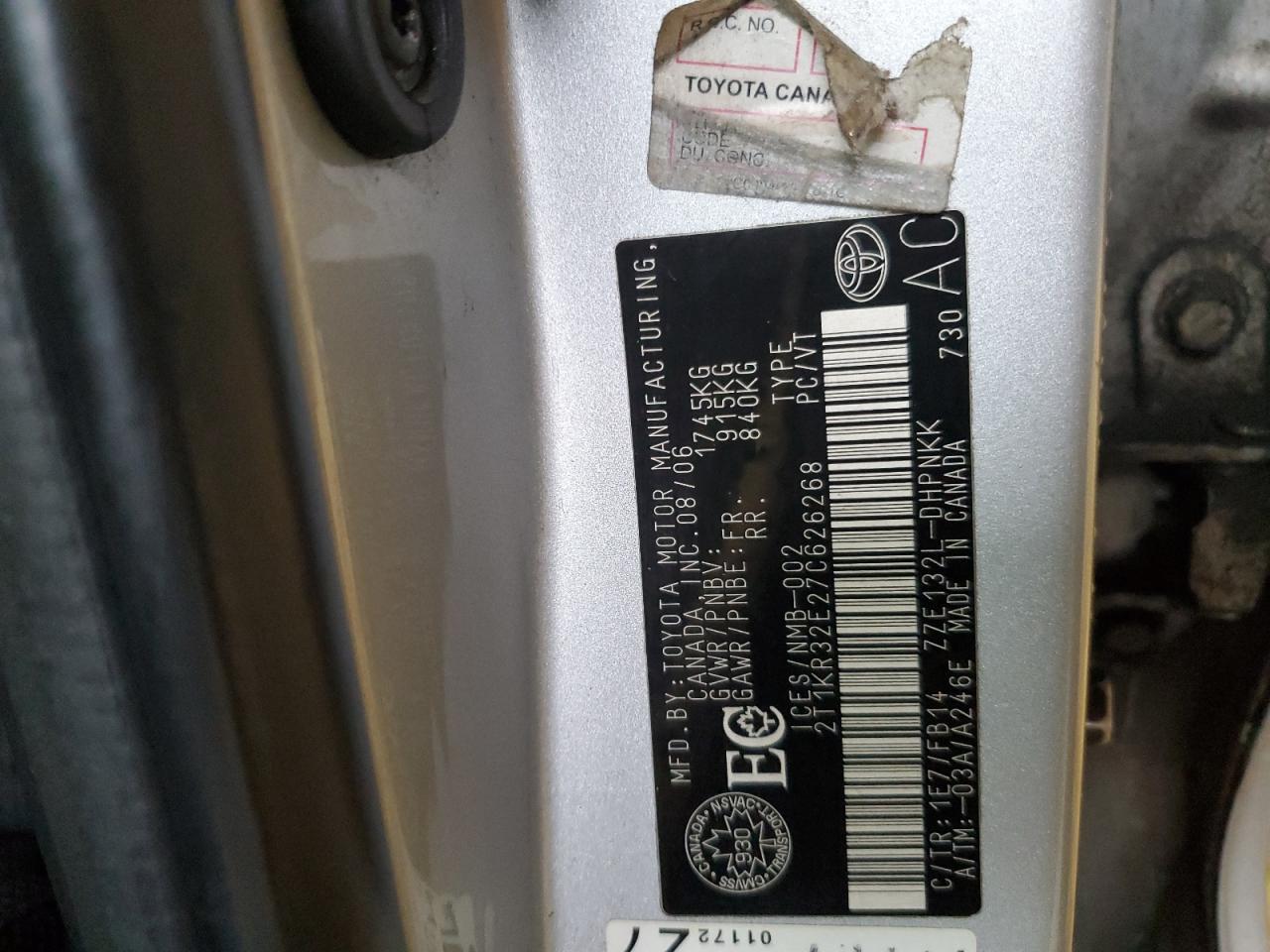 2007 TOYOTA COROLLA