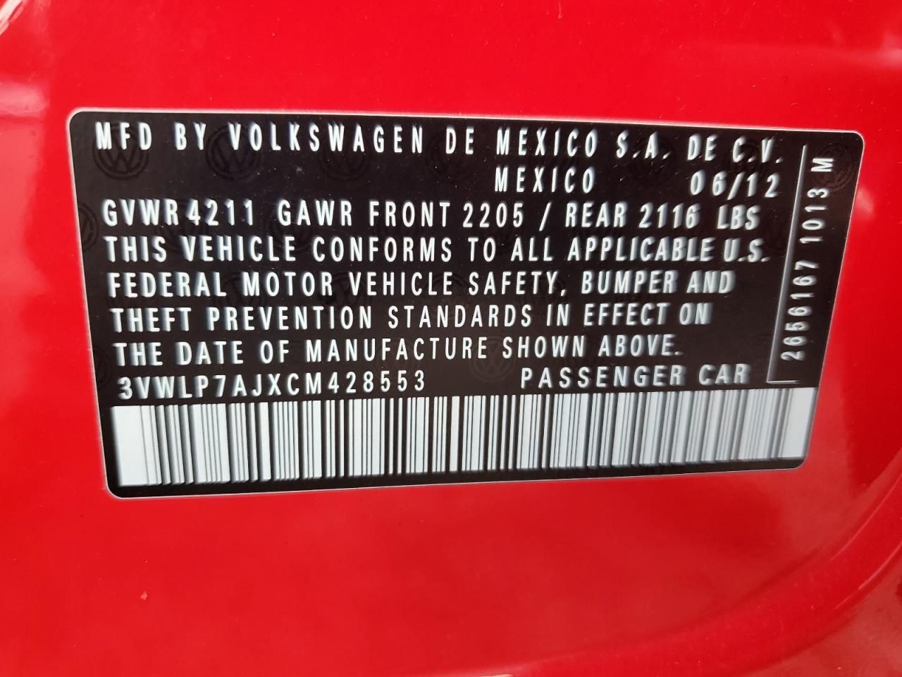 2012 VOLKSWAGEN JETTA