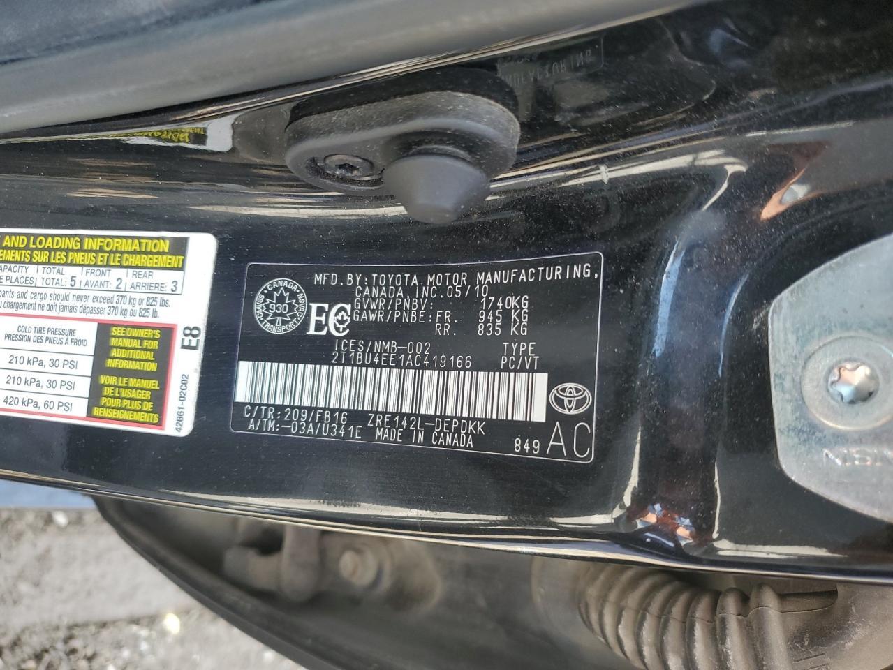 2010 TOYOTA COROLLA