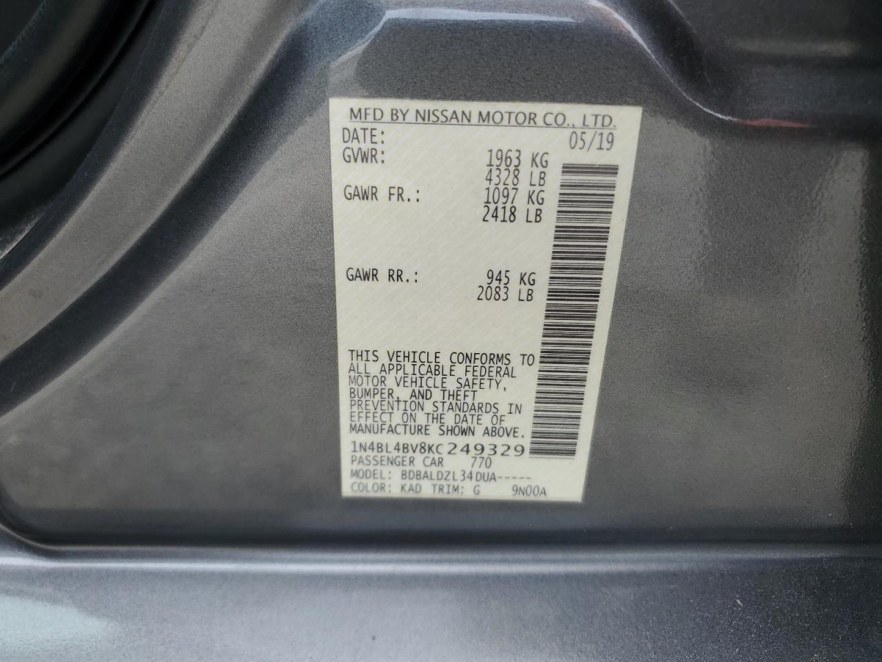 2019 NISSAN ALTIMA