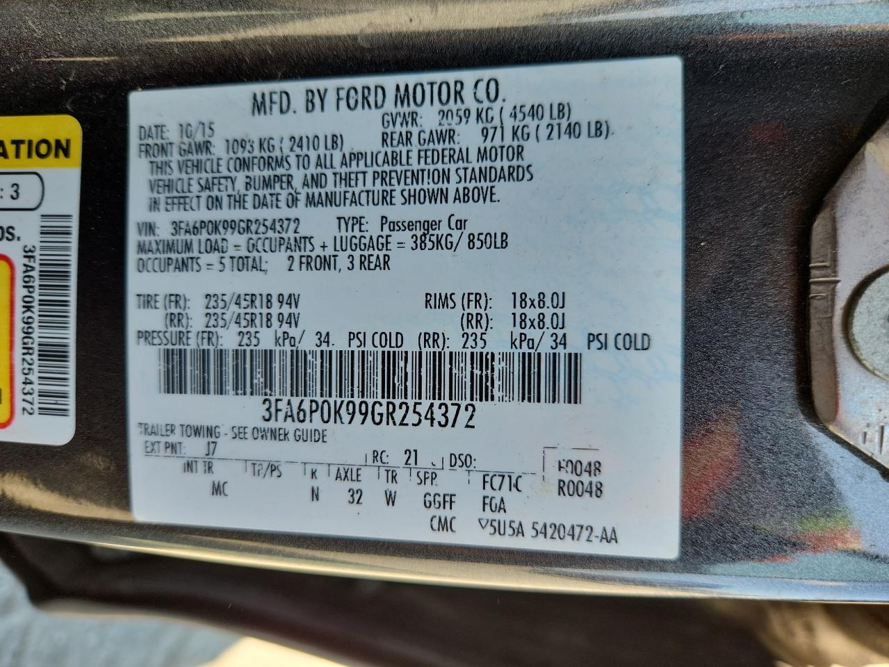 2016 FORD FUSION