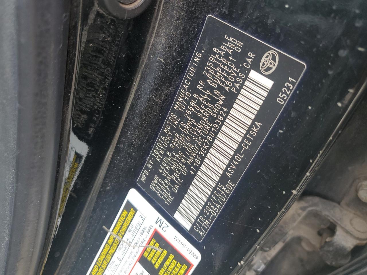 2011 TOYOTA CAMRY