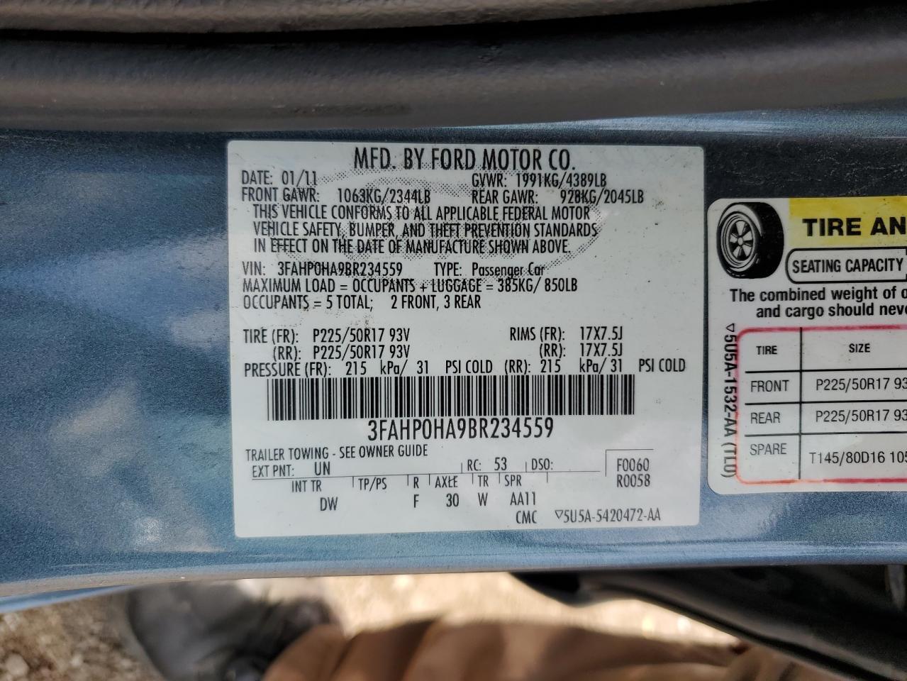 2011 FORD FUSION