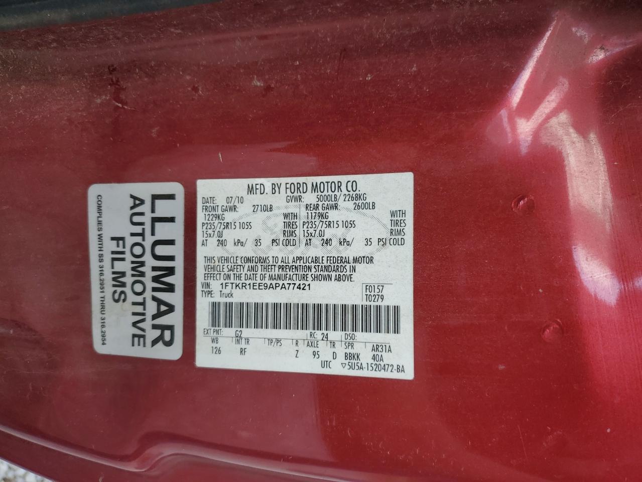 2010 FORD RANGER