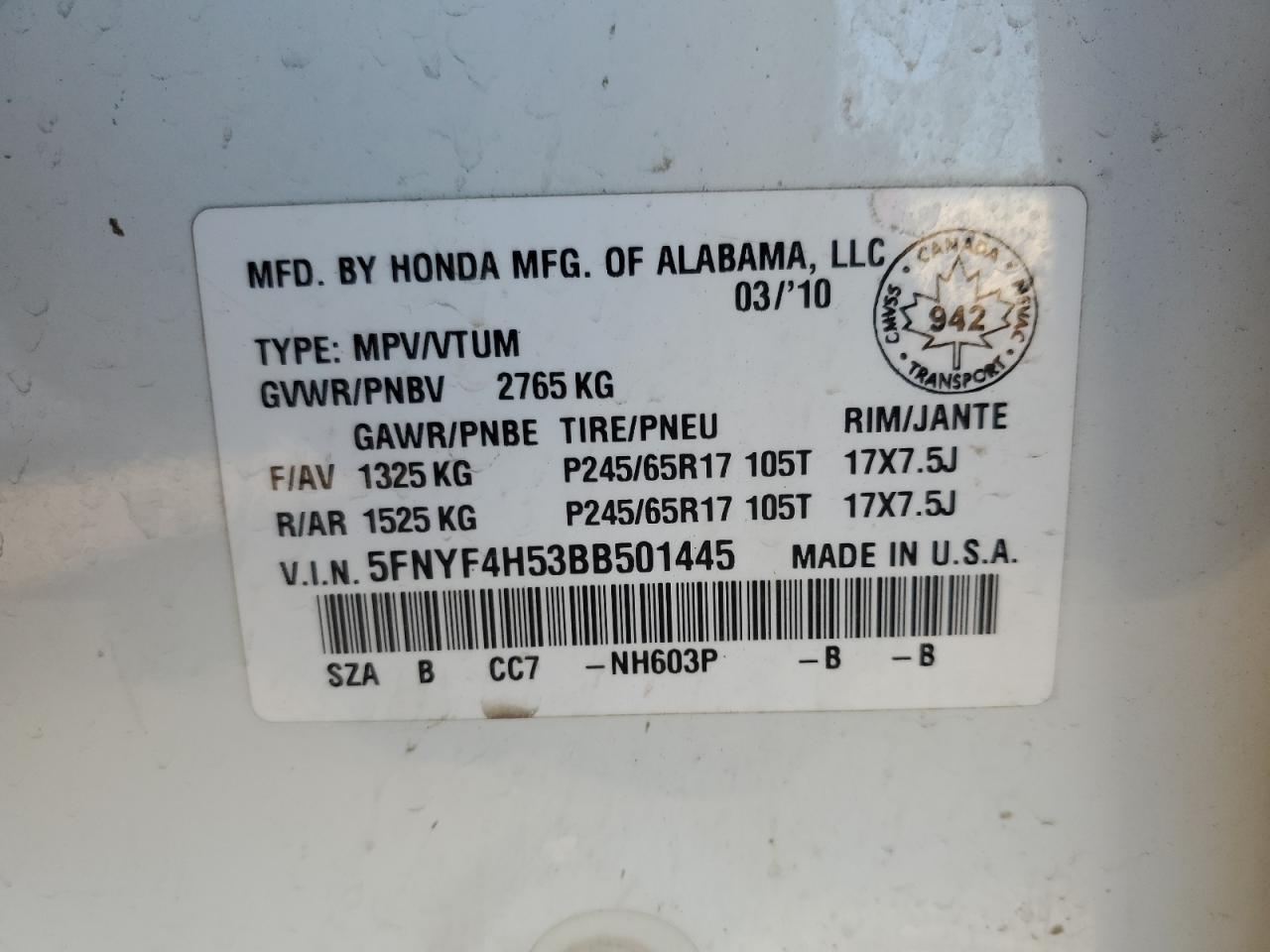 2011 HONDA PILOT
